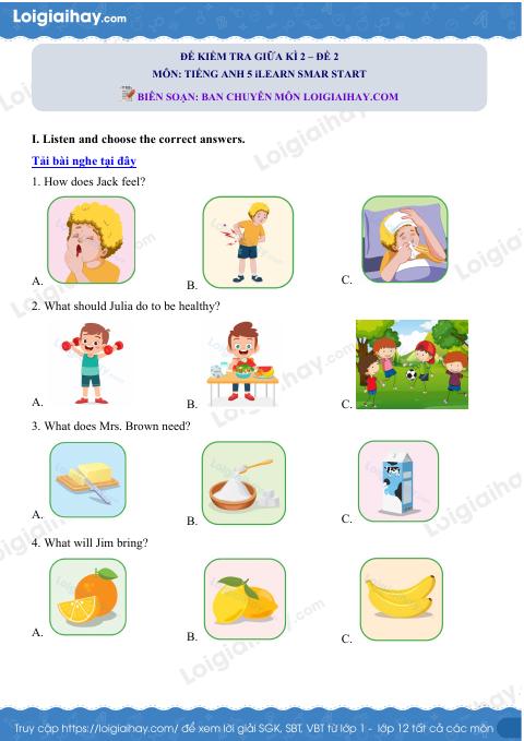 Đề thi giữa kì 2 Tiếng Anh 5 iLearn Smart Start - Đề số 5